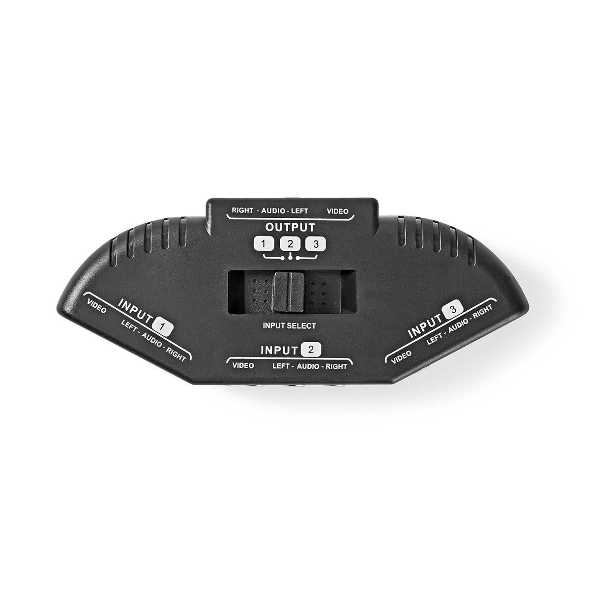 Conmutador AV con 3 Puertos | 3x Entradas RCA (RWY) - 1x Salida Negro