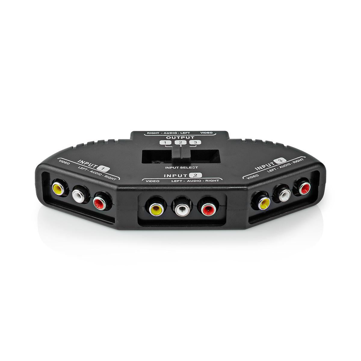Conmutador AV con 3 Puertos | 3x Entradas RCA (RWY) - 1x Salida Negro