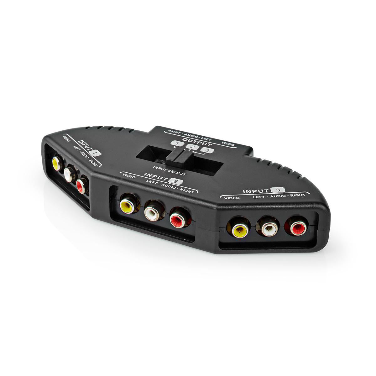 Conmutador AV con 3 Puertos | 3x Entradas RCA (RWY) - 1x Salida Negro