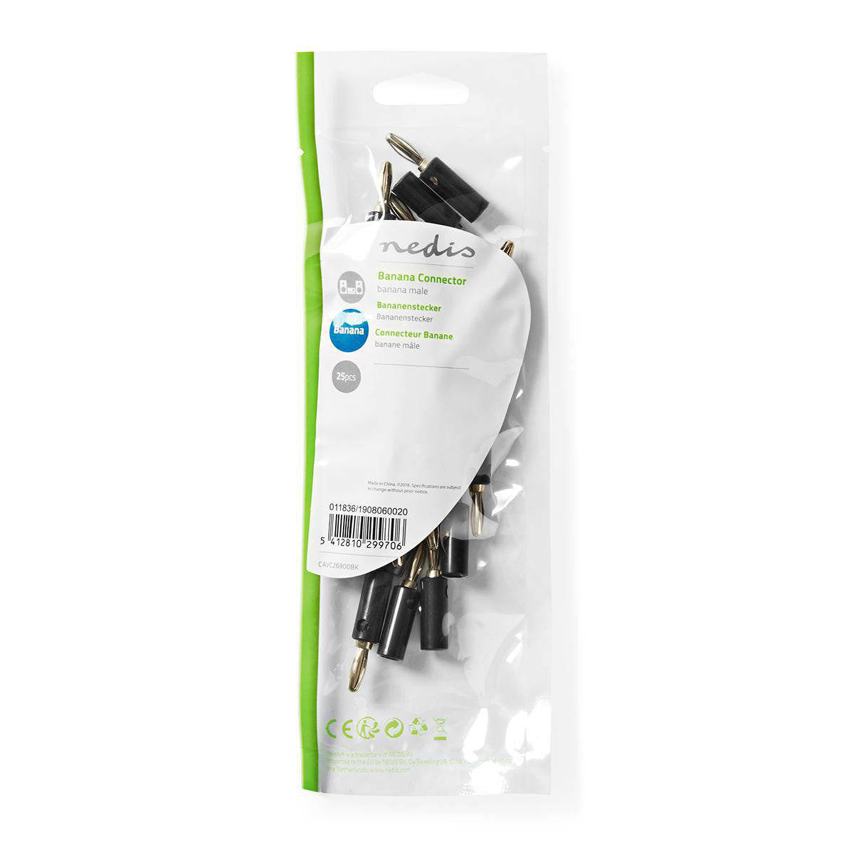Conectores Banana | Macho 25 Piezas Negro Audio