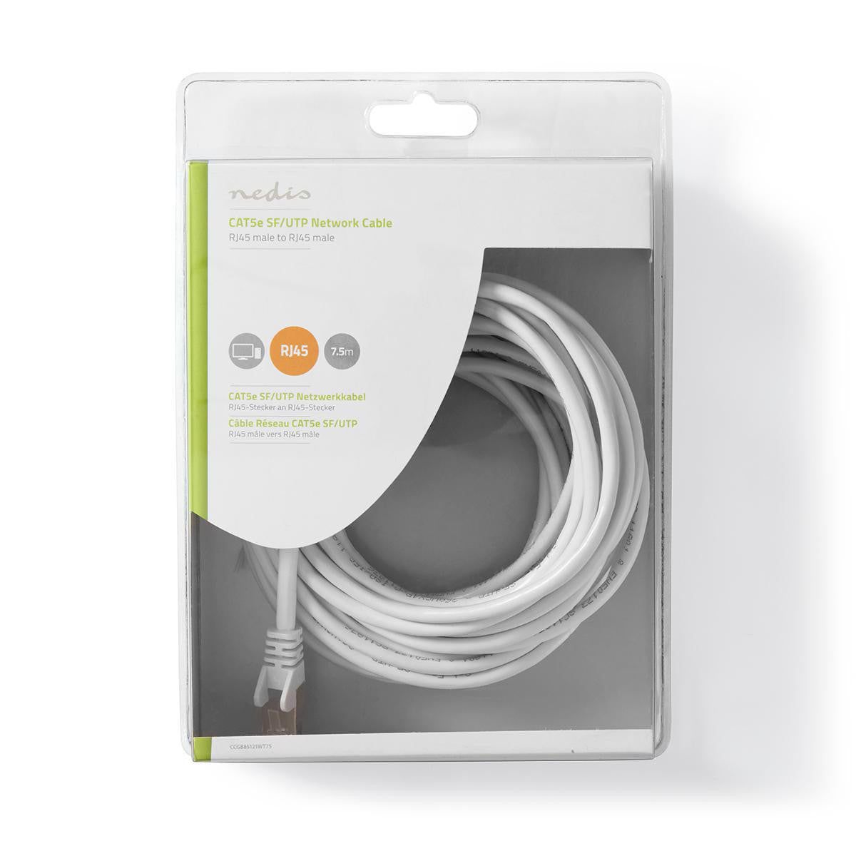 Cable Cat 5e | Sf/utp Rj45 (8p8c) Macho 7.50 m Redondo PVC Blanco