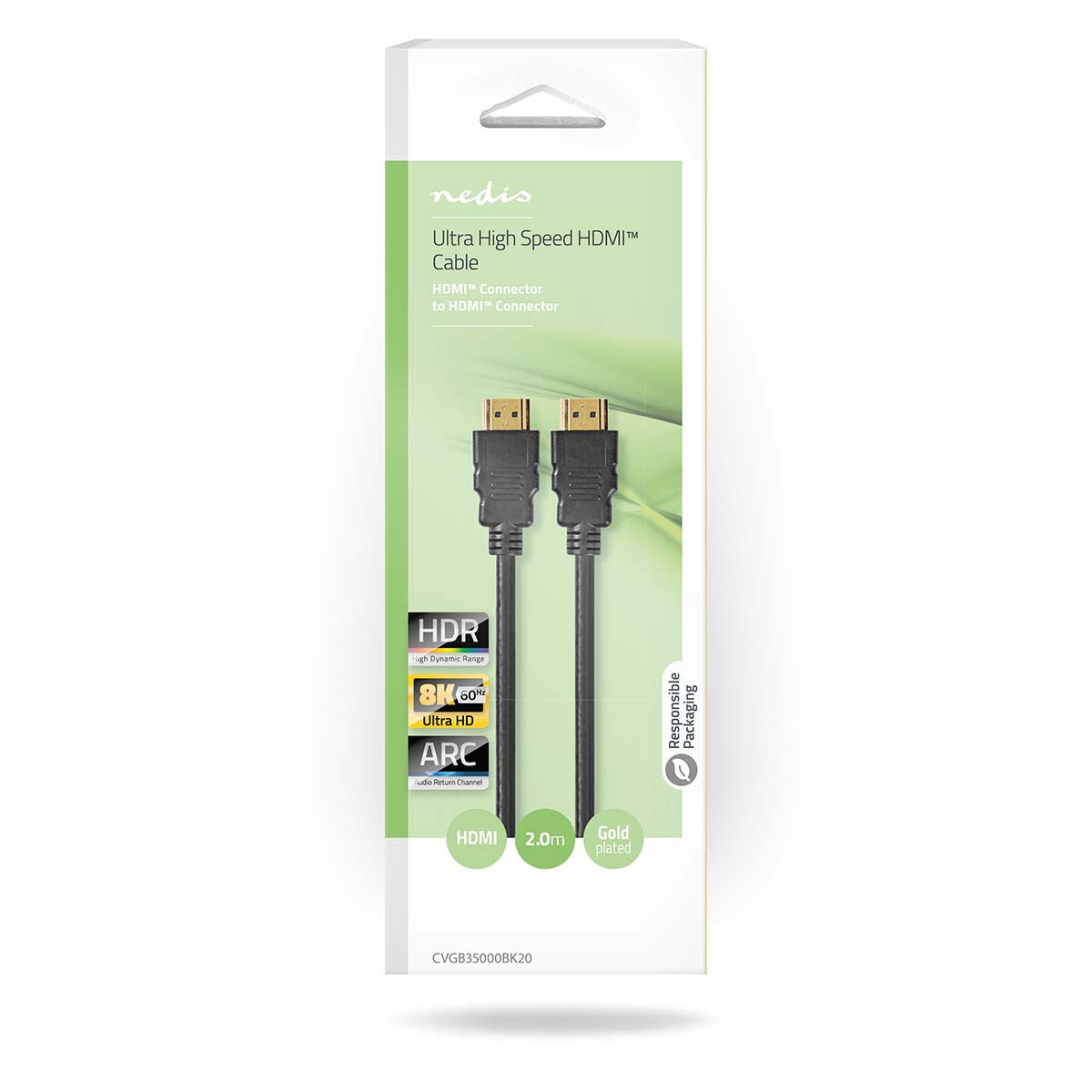 Cable HDMI 8K de Velocidad Ultrarrápida Macho/Macho de 2,00 m Negro
