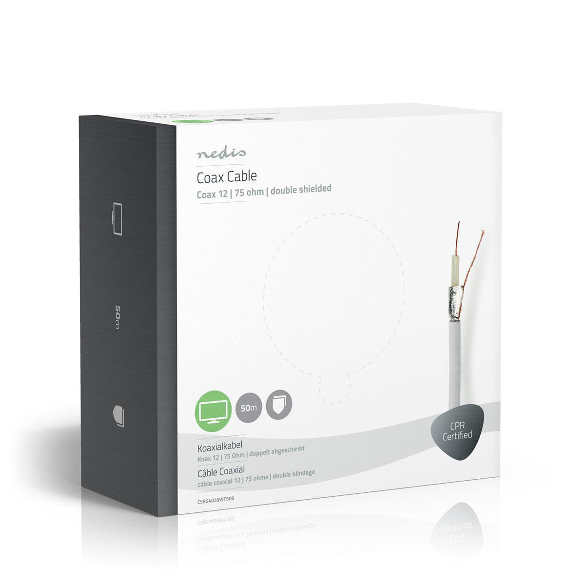 Cable Coaxial | 12 50,0 m Caja de Regalo Blanco