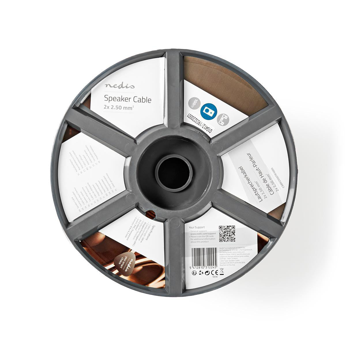 Cable de Altavoz | 2x 2.50 mm² Cobre 100.0 m Redondo PVC Transparente