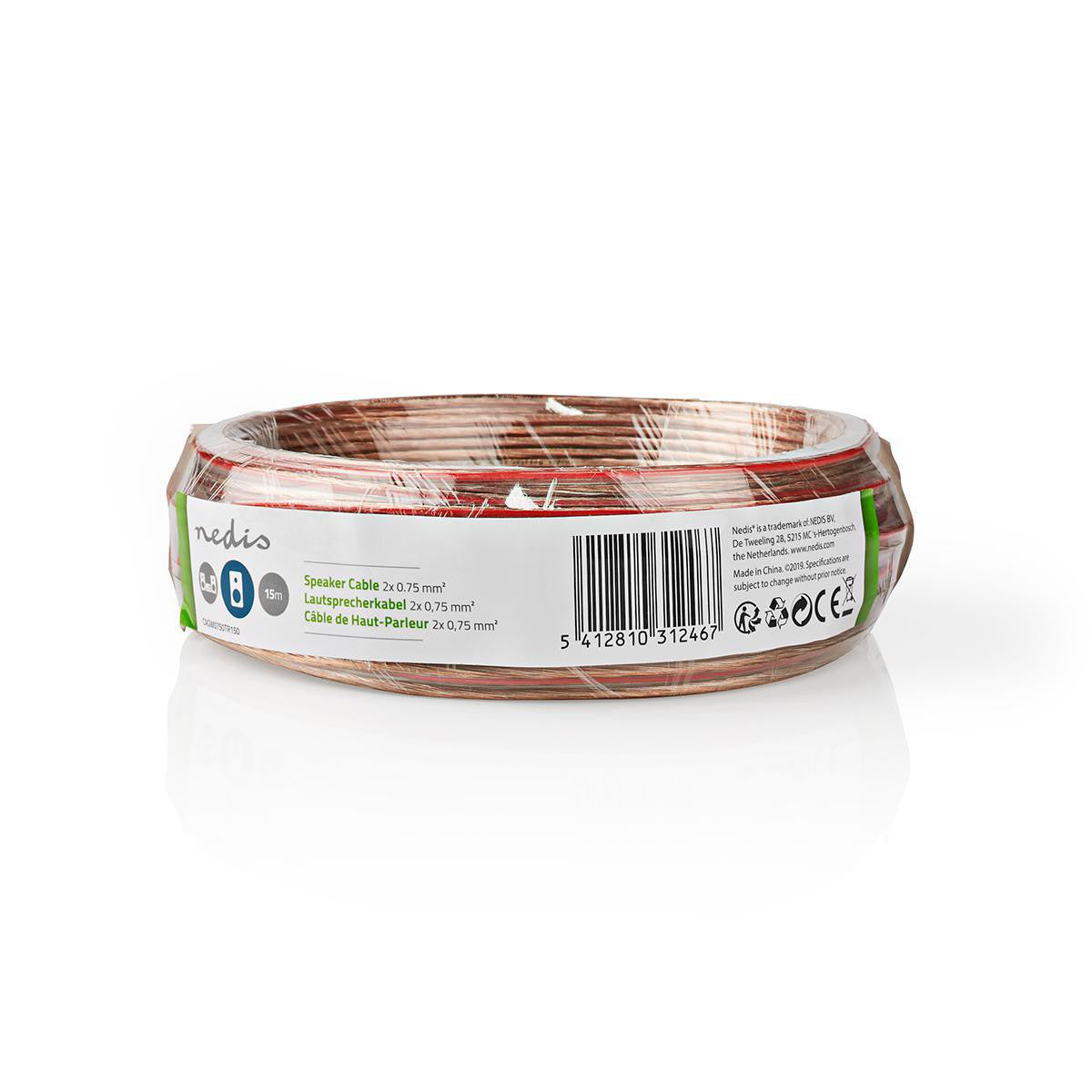 Cable de Altavoz | 2x 0.75 mm² CCA 15.0 m Redondo PVC Transparente