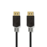 Cable Displayport | Macho 8K@60hz Chapado en oro 2.00 m Redondo PVC Antracita / Gris