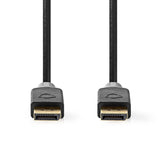 Cable Displayport | Macho 8K@60hz Chapado en oro 2.00 m Redondo PVC Antracita / Gris