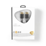 Cable Displayport | Macho 8K@60hz Chapado en oro 3.00 m Redondo PVC Antracita / Gris