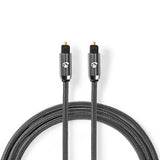 Cable de Audio Óptico | Toslink Male 1.00 m Redondo Tela Algodón Gris Gunmetal