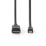 Cable Mini Displayport | 1.4 Macho 48 Gbps Niquelado 2.00 m Redondo PVC Negro Bolsa Polybag Cables