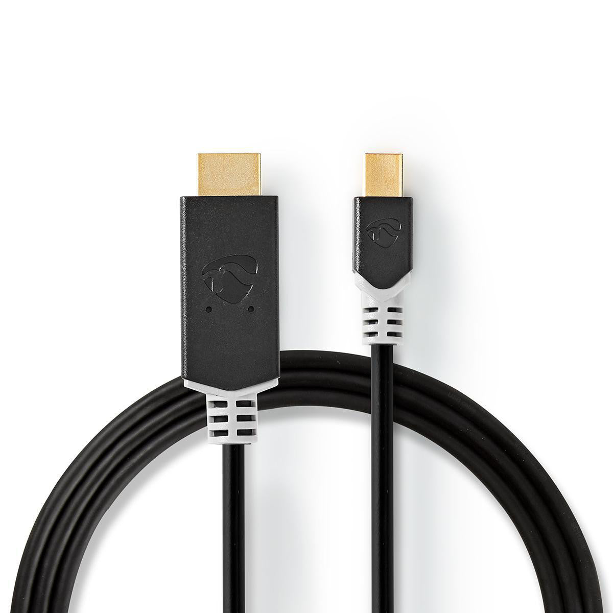 Cable Mini Displayport | 1.4 Macho Conector Hdmi 48 Gbps Chapado en oro 2.00 m Redondo PVC Antracita Caja de Ventana Cables