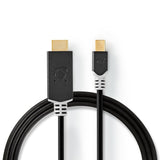 Cable Mini Displayport | 1.4 Macho Conector Hdmi 48 Gbps Chapado en oro 2.00 m Redondo PVC Antracita Caja de Ventana Cables