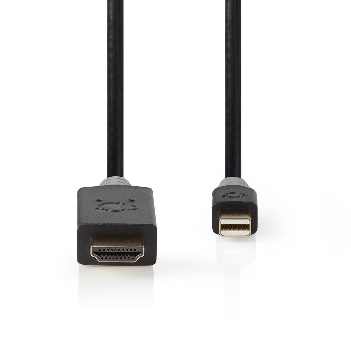 Cable Mini Displayport | 1.4 Macho Conector Hdmi 48 Gbps Chapado en oro 2.00 m Redondo PVC Antracita Caja de Ventana Cables