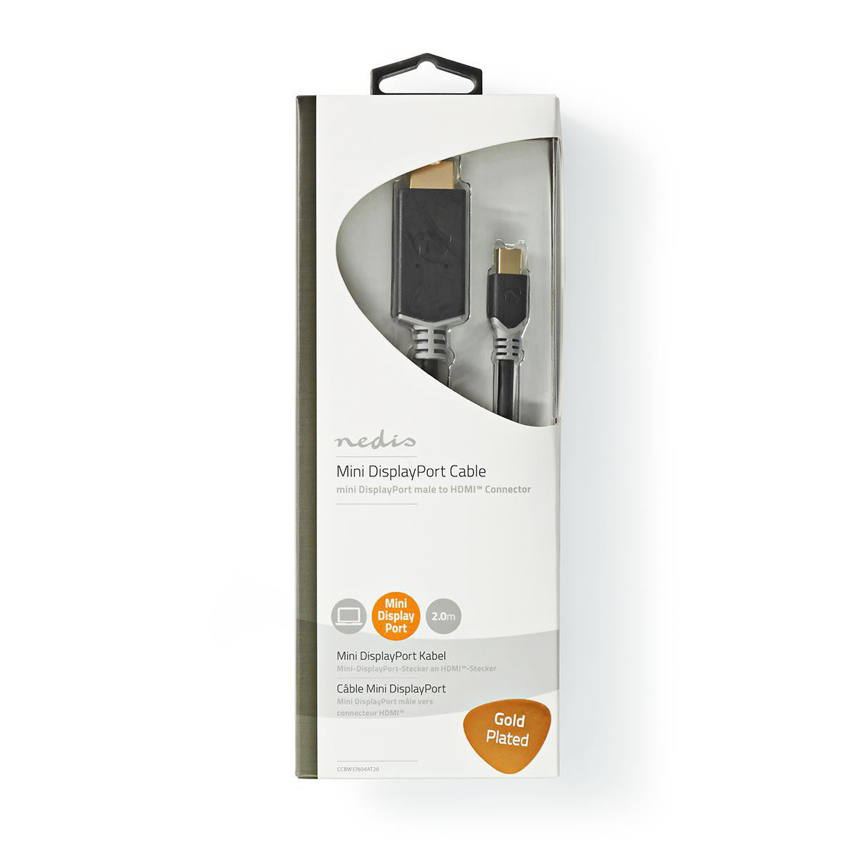 Cable Mini Displayport | 1.4 Macho Conector Hdmi 48 Gbps Chapado en oro 2.00 m Redondo PVC Antracita Caja de Ventana Cables