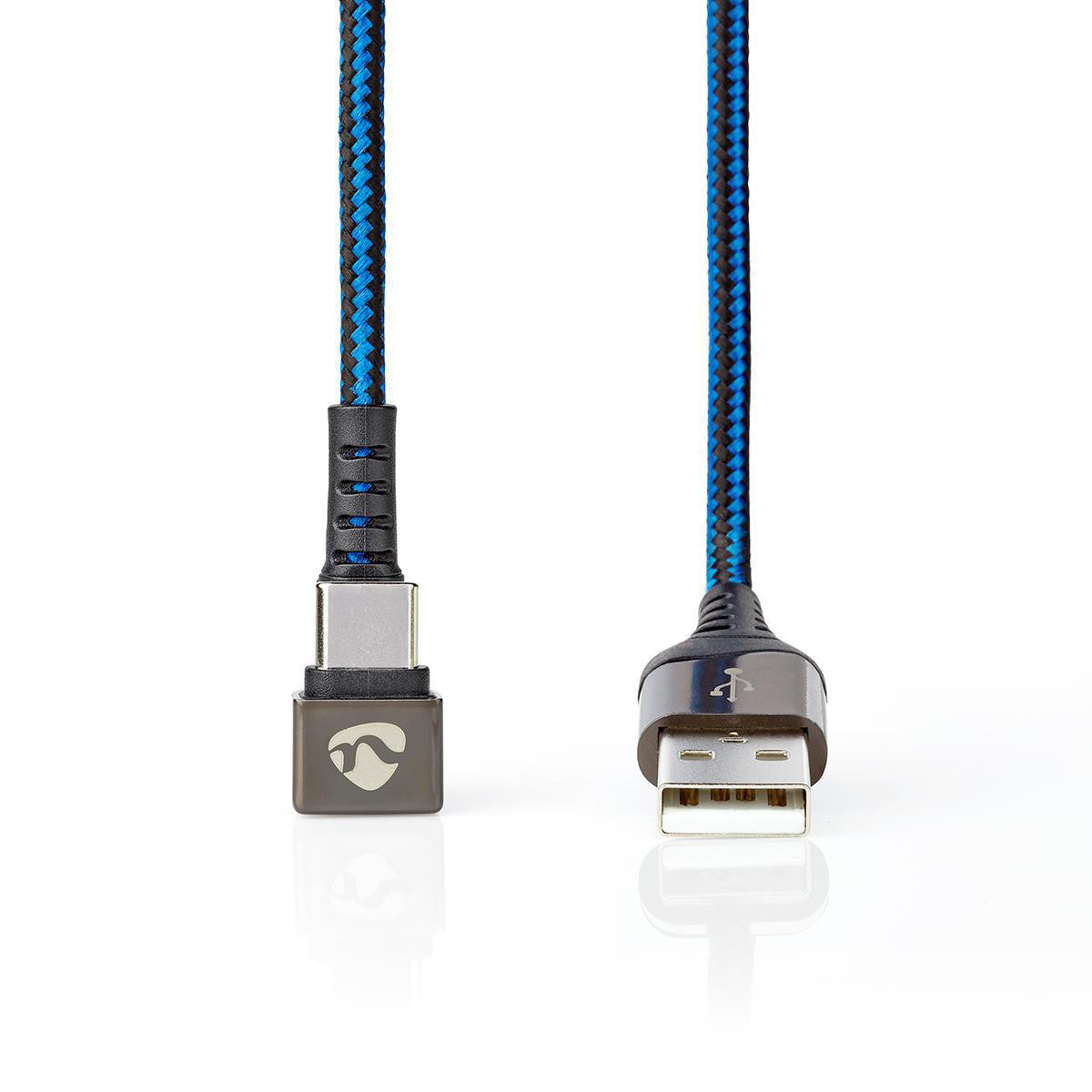 Cable USB | 2.0 Usb-a Macho Type-C 480 Mbps Chapado en oro 2.00 m Redondo Nylon / Trenzado Azul Negro