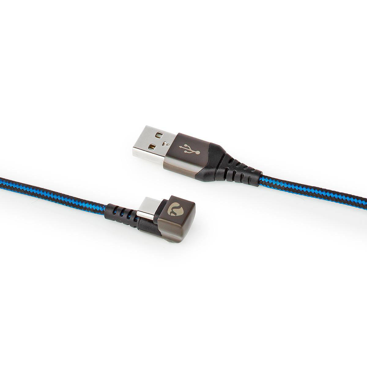 Cable USB | 2.0 Usb-a Macho Type-C 480 Mbps Chapado en oro 2.00 m Redondo Nylon / Trenzado Azul Negro