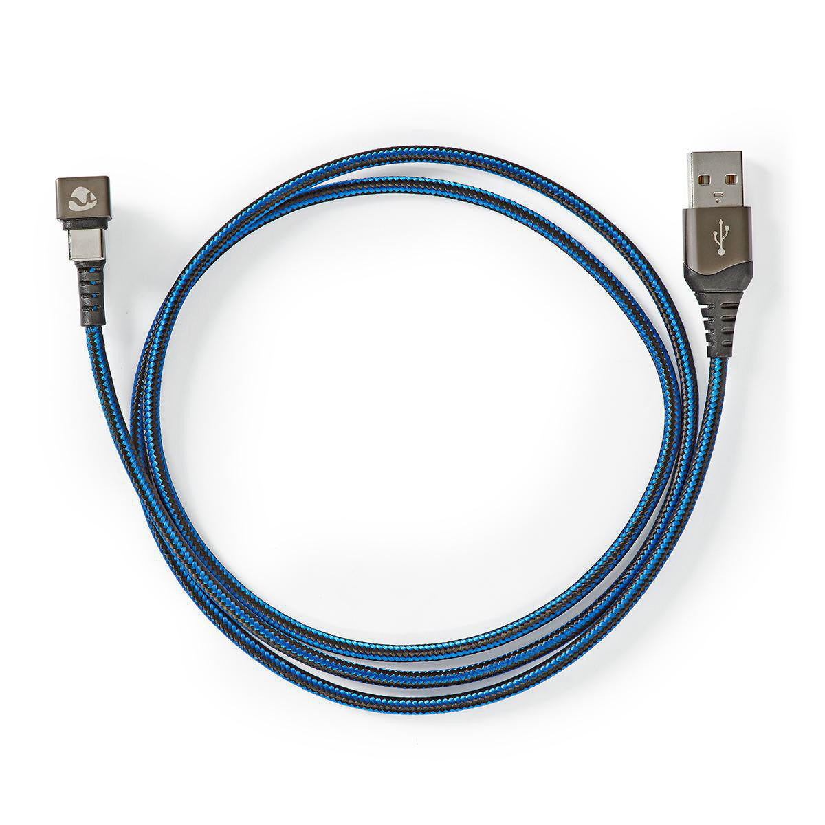 Cable USB | 2.0 Usb-a Macho Type-C 480 Mbps Chapado en oro 2.00 m Redondo Nylon / Trenzado Azul Negro