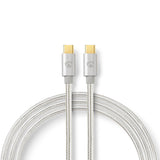 Cable USB | 2.0 Type-C Macho 480 Mbps 100 W Chapado en oro 2.00 m Redondo Nylon / Trenzado Plata