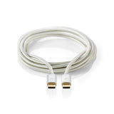 Cable USB | 2.0 Type-C Macho 480 Mbps 100 W Chapado en oro 2.00 m Redondo Nylon / Trenzado Plata