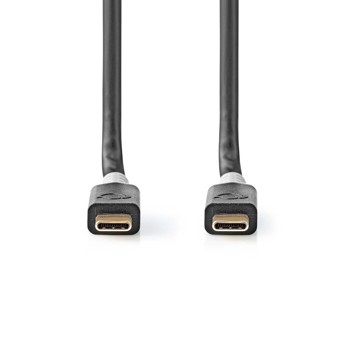 Cable USB | 3.2 Gen 2x2 Type-c | Macho 20 Gbps 100 W Chapado en oro 1.00 m Redondo PVC Antracita