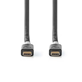 Cable USB | 3.2 Gen 2x2 Type-c | Macho 20 Gbps 100 W Chapado en oro 1.00 m Redondo PVC Antracita