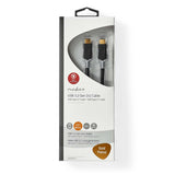 Cable USB | 3.2 Gen 2x2 Type-c | Macho 20 Gbps 100 W Chapado en oro 1.00 m Redondo PVC Antracita