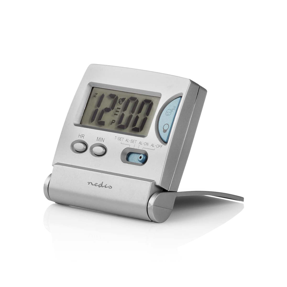Reloj Despertador de Viaje Digital | Plano Plegable Plata