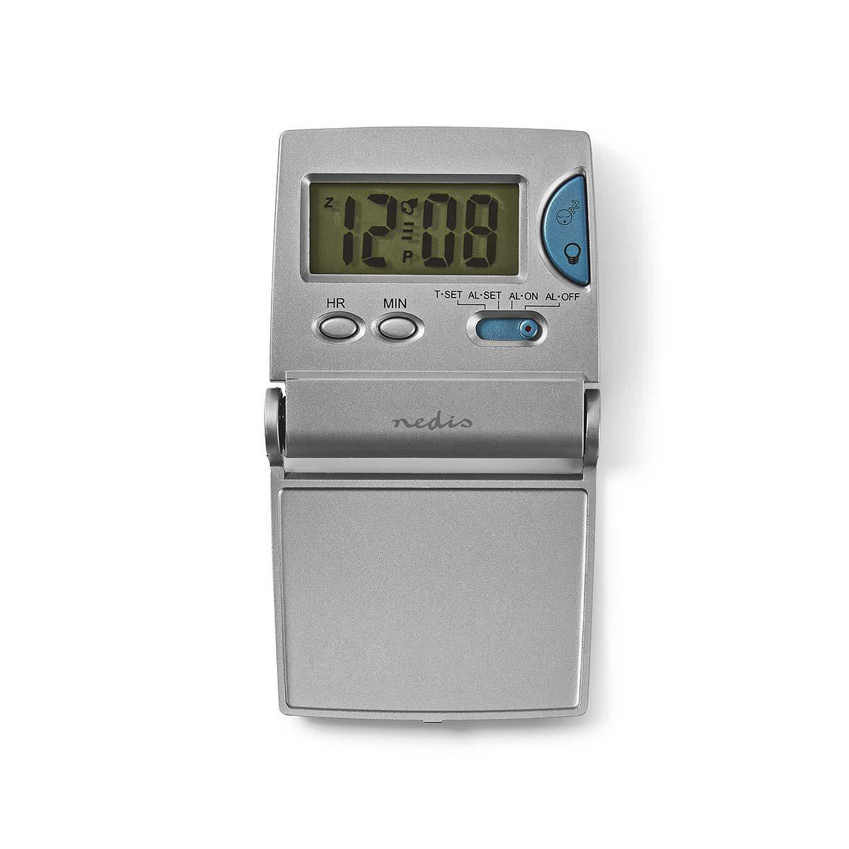 Reloj Despertador de Viaje Digital | Plano Plegable Plata