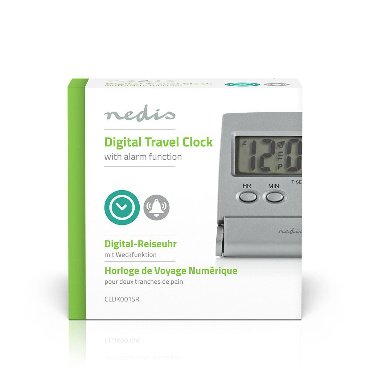 Reloj Despertador de Viaje Digital | Plano Plegable Plata