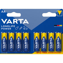 Pilas alcalinas 1,5 V AAA/LR03 o AA/LR6, blíster de 6+2 unidades High Energy Varta