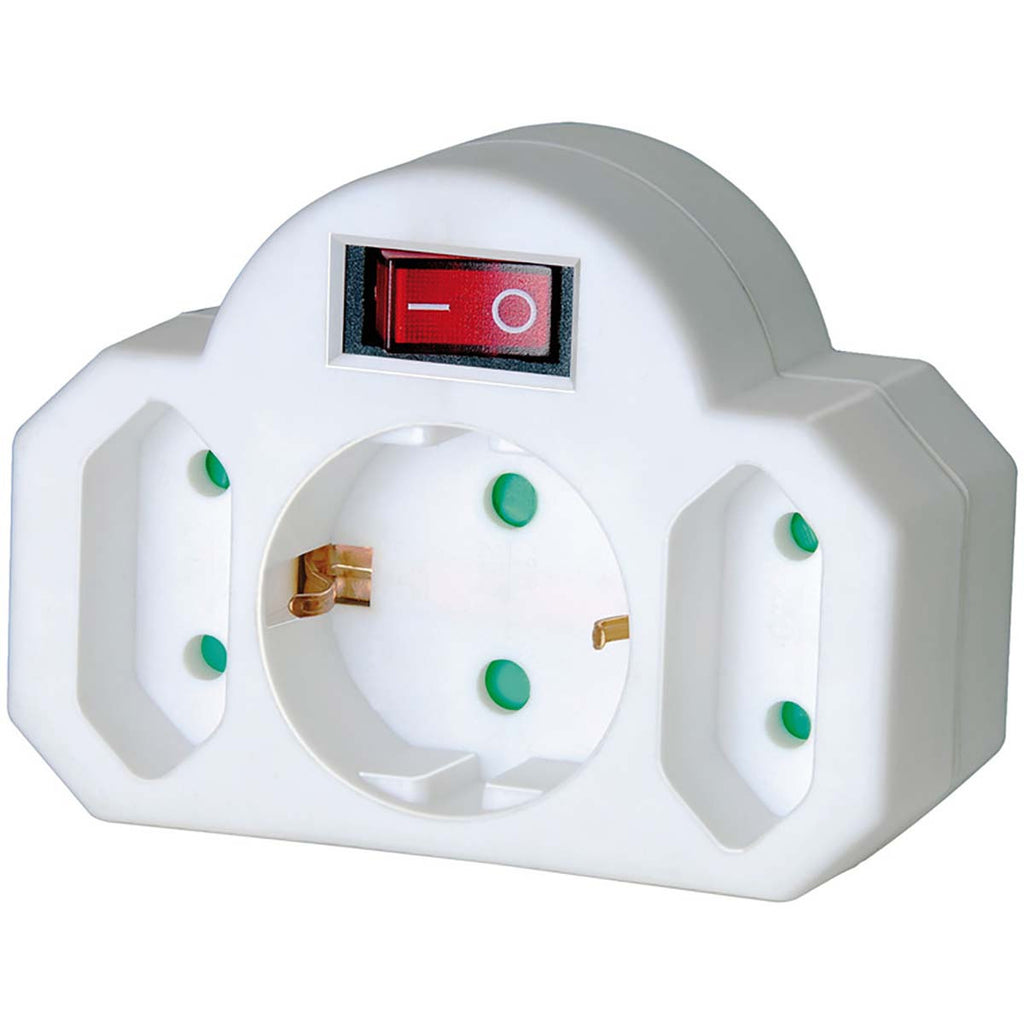 Splitter de Toma Alimentación On/off 1 x Schuko / 2 Euro Blanco