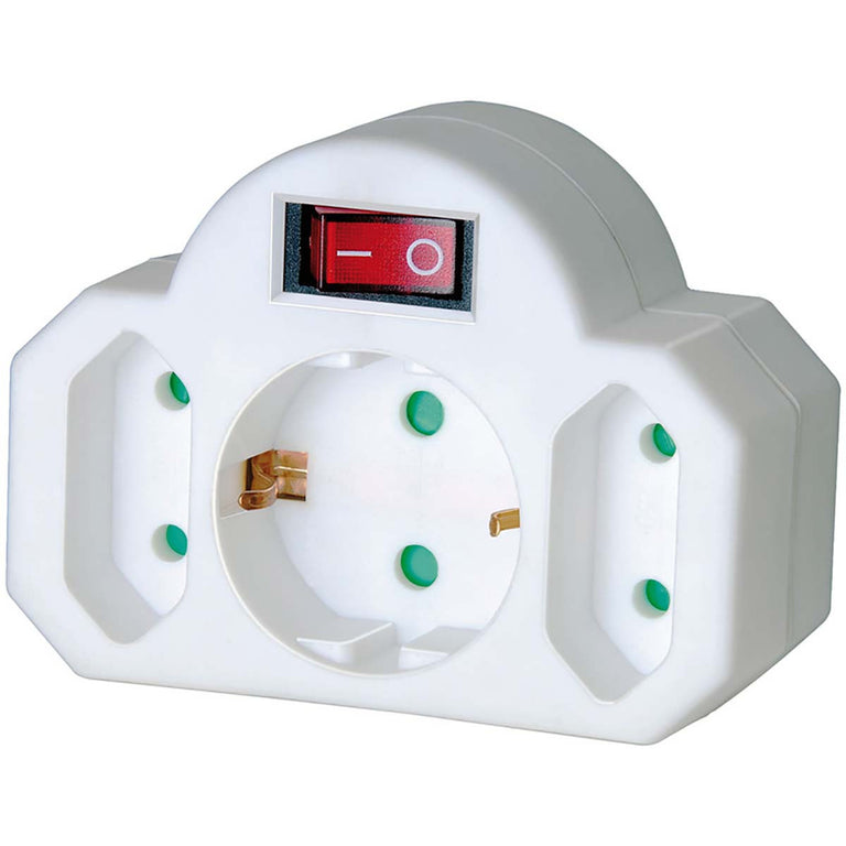 Splitter de Toma Alimentación On/off 1 x Schuko / 2 Euro Blanco