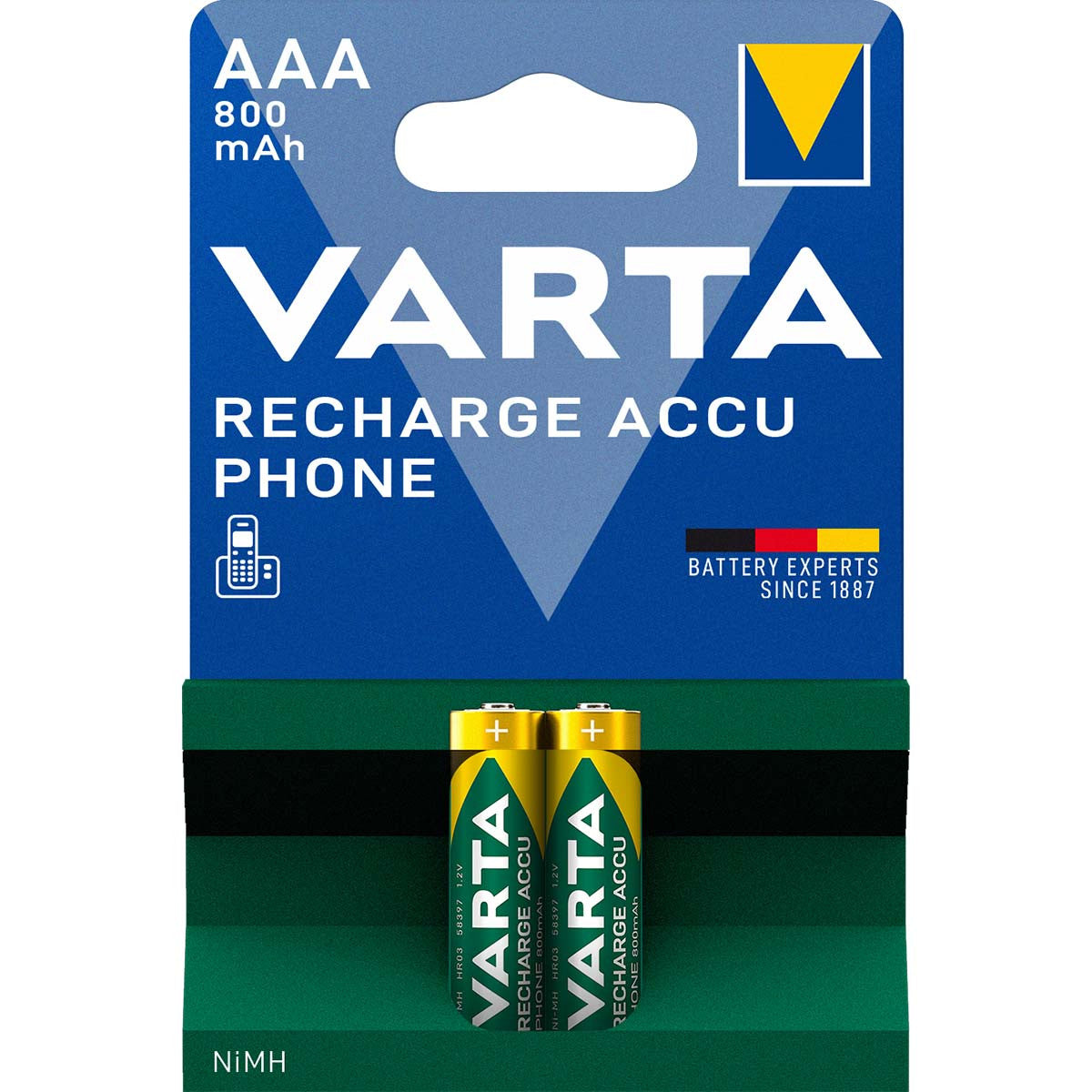 Pilas Para Teléfono Inalámbrico Nimh 1.2 V 750 mAh en Blíster de 2 pcs