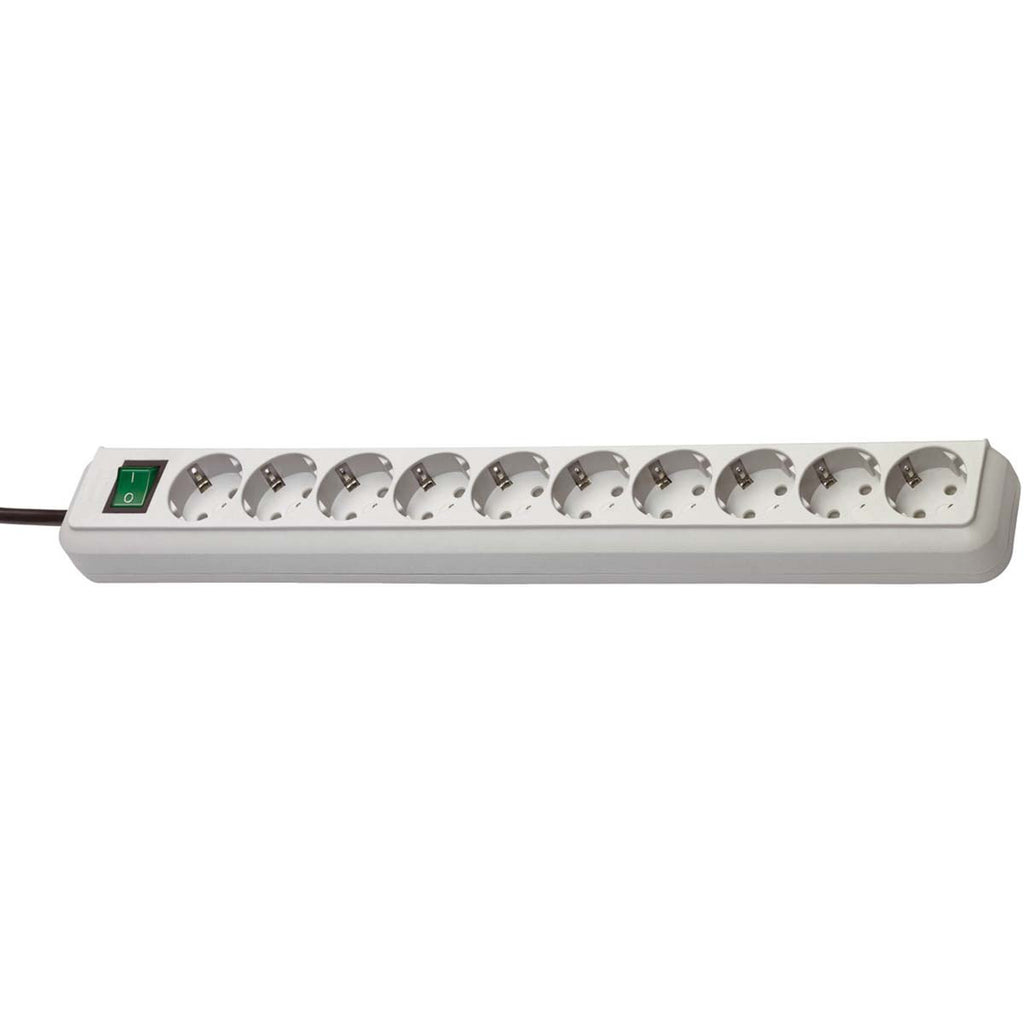 Regleta de Distribución 10 Tomas Color Plata con Interruptor Regletas