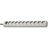 Regleta de Distribución 10 Tomas Color Plata con Interruptor Regletas