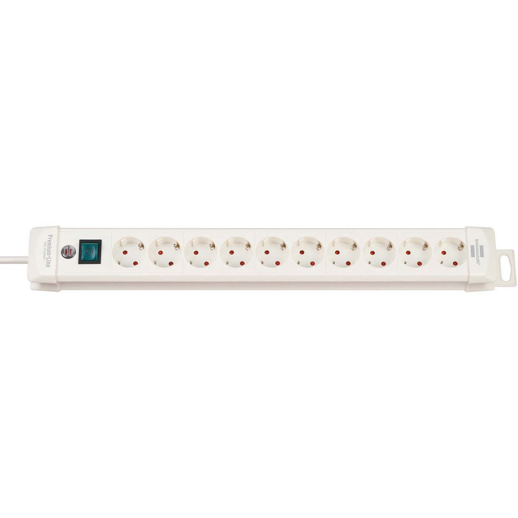 Régua de tomadas Premium-line com 10 entradas H05vv-f 3G1.5 em cor branca