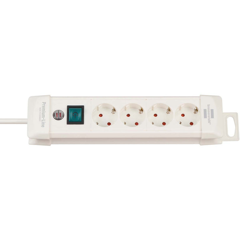 Régua de tomadas Premium-line com 4 entradas H05vv-f 3G1.5 em cor branca
