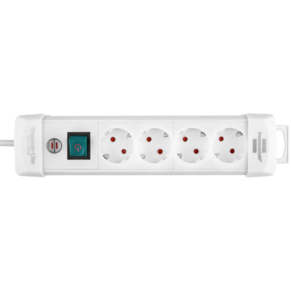 Régua de tomadas Premium-line com 4 entradas H05vv-f 3G1.5 em cor branca