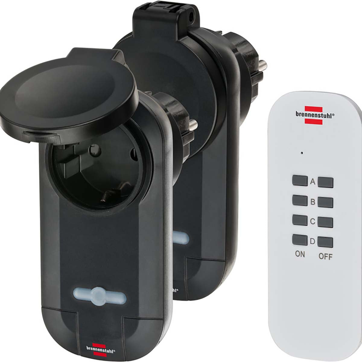Conjunto de Interruptores Inalámbrico Exterior 2 x F (CEE 7/3) Negro Accesorios Iluminacion