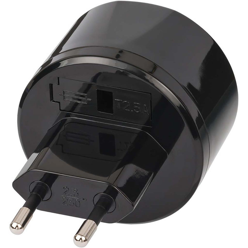 Adaptador de viagem EUA-Europa com fusível de 2,5 A