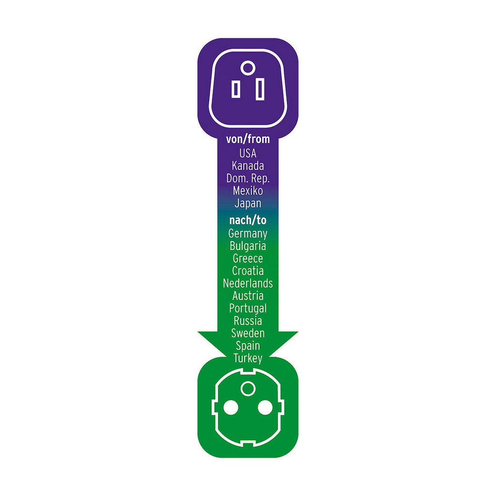 USA/Japan to Europe Travel Adapter with Ground Connection