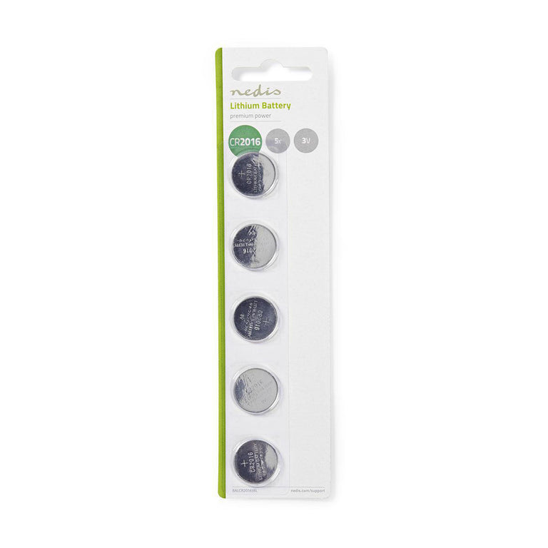 CR2016 3V Lithium Coin Cell | 5-Pack