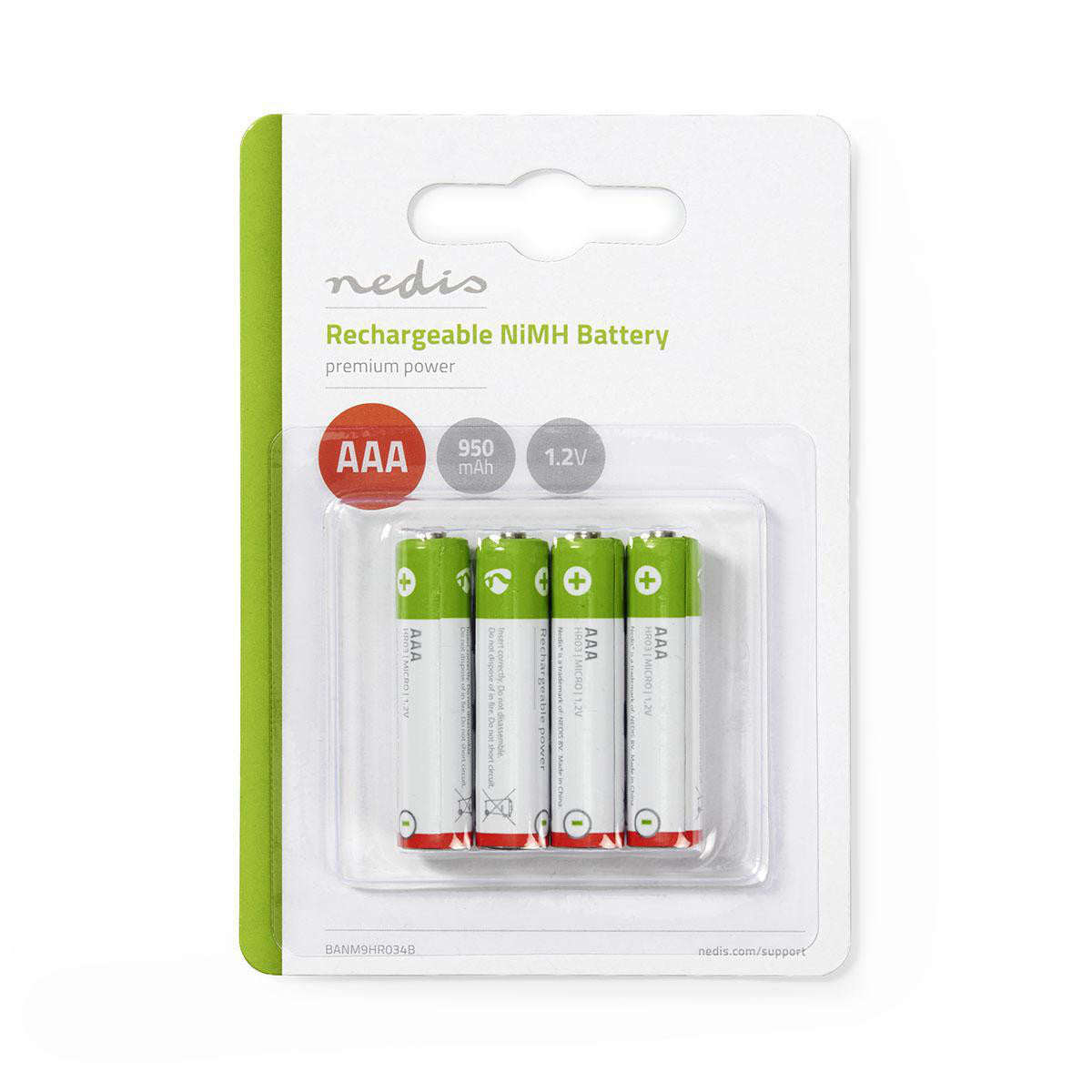 Pila AAA Recargable de Ni-mh | 1,2 V 950 mAh 4 Unidades