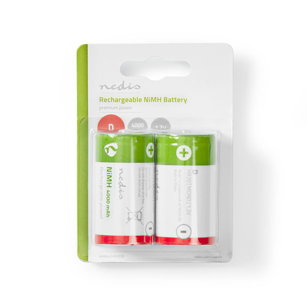 Pila D Recargable de Ni-mh | 1,2 V 4000 mAh 2 Unidades