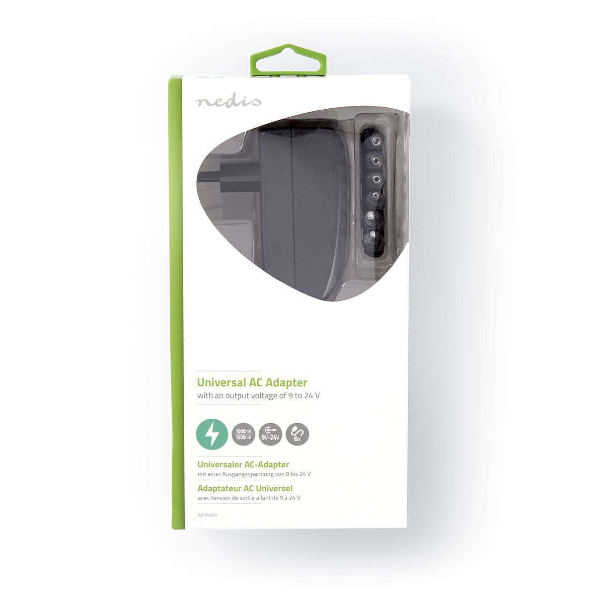 Adaptador de CA Universal | 9,0/12/13,5/15/18/20/24 V CC 1,0 A-1,5 A