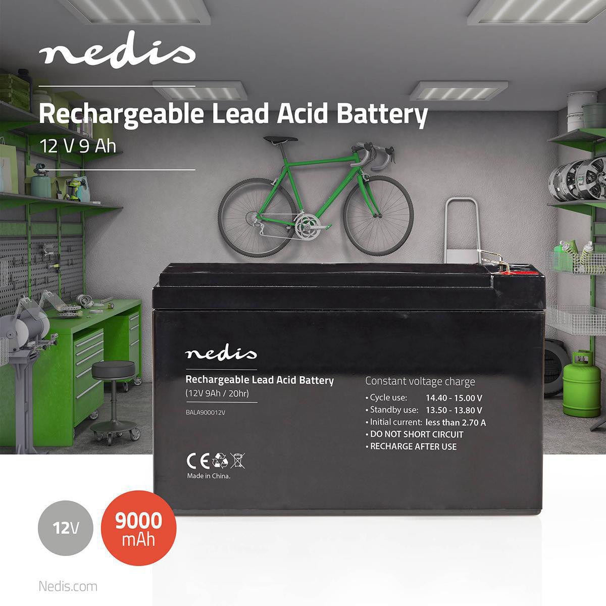 Batería Recargable de Plomo-ácido 12 V | 9000 mAh 150 x 65 95 mm