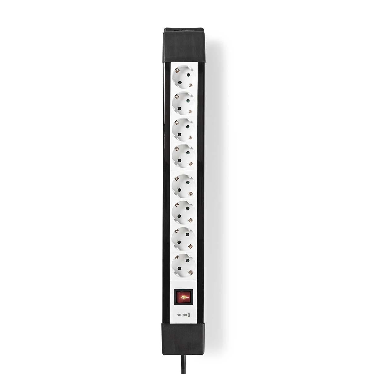 Conector de Extensión | Contacto con Protección 8 Vías 3,00 m Negro/blanco