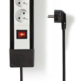 Conector de Extensión | Contacto con Protección 8 Vías 3,00 m Negro/blanco