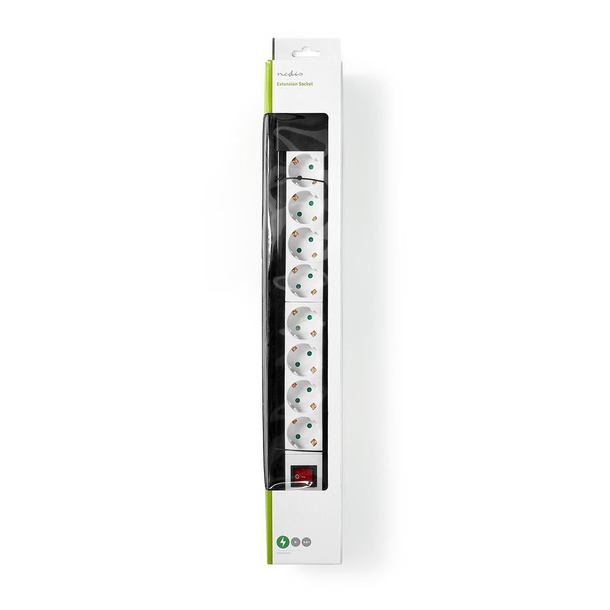Conector de Extensión | Contacto con Protección 8 Vías 3,00 m Negro/blanco