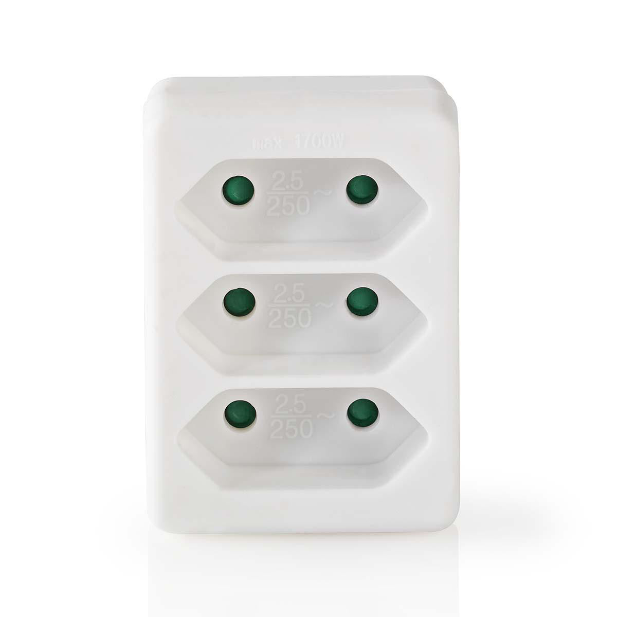 Divisor de Toma Corriente | 3 Tomas Conector Schuko Blanco